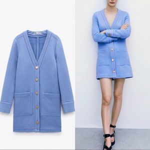 NWT ZARA Blue Mini Cardigan Dress